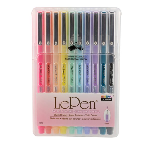 LePen® Micro-Fine Point Pen, Pastel, 10 Colors