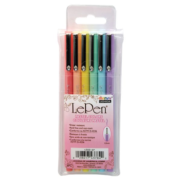 LePen® Micro-Fine Point Pen, Pastel, 6 Colors