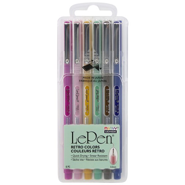 LePen® Micro-Fine Point Pen, Retro, 6 Colors